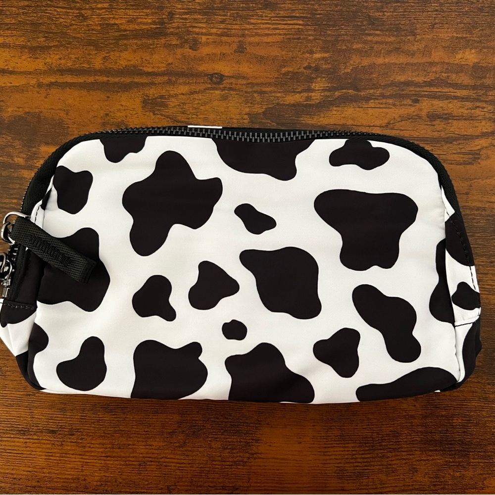 Cow Print Belt Bag, Cow Print, Black/White